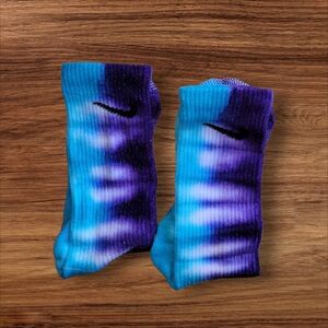 Nike Purple and Blue Tie-Dye Socks